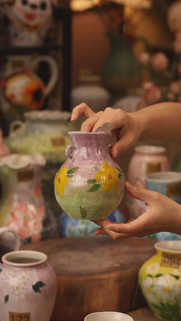 陶瓷081景德镇设计师手作花器摆件侘寂风
