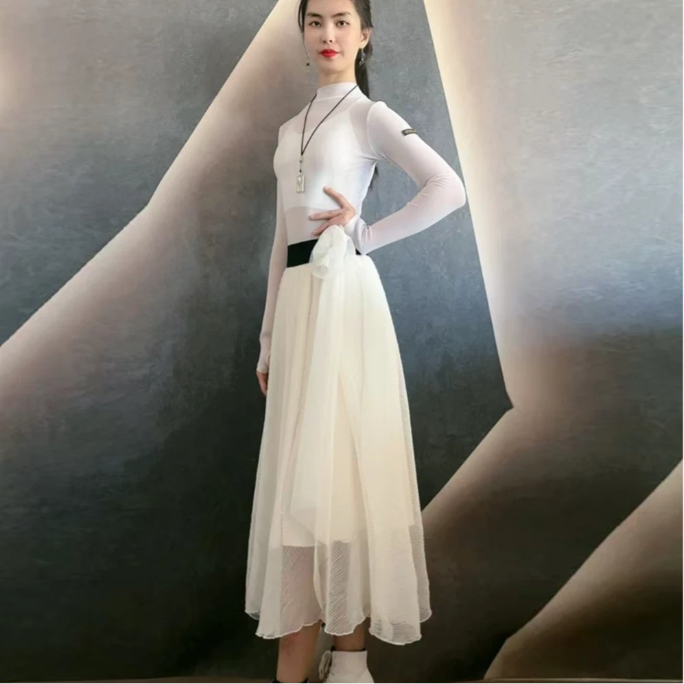 【浩婷雪娟】新款波浪褶皱流光纱裙（裙摆360 裙长83~85cm）