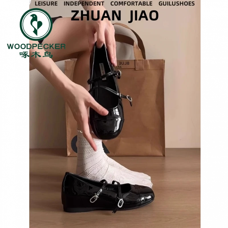 啄木鸟内增高玛丽珍鞋女2025夏季新款法式气质优雅芭蕾风平底单鞋