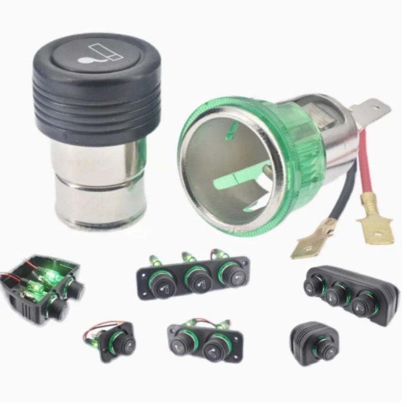 12-24V汽车改装点烟器母座电源插座摩托车防水点烟器车充插座带灯