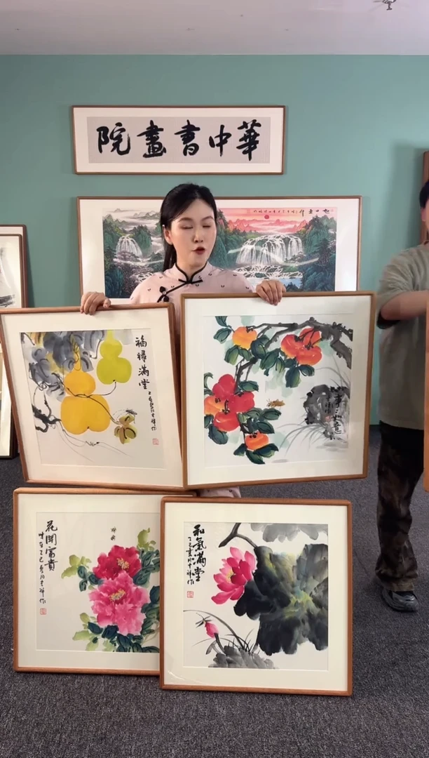 国画花鸟三幅 60*60 孙吉祥
