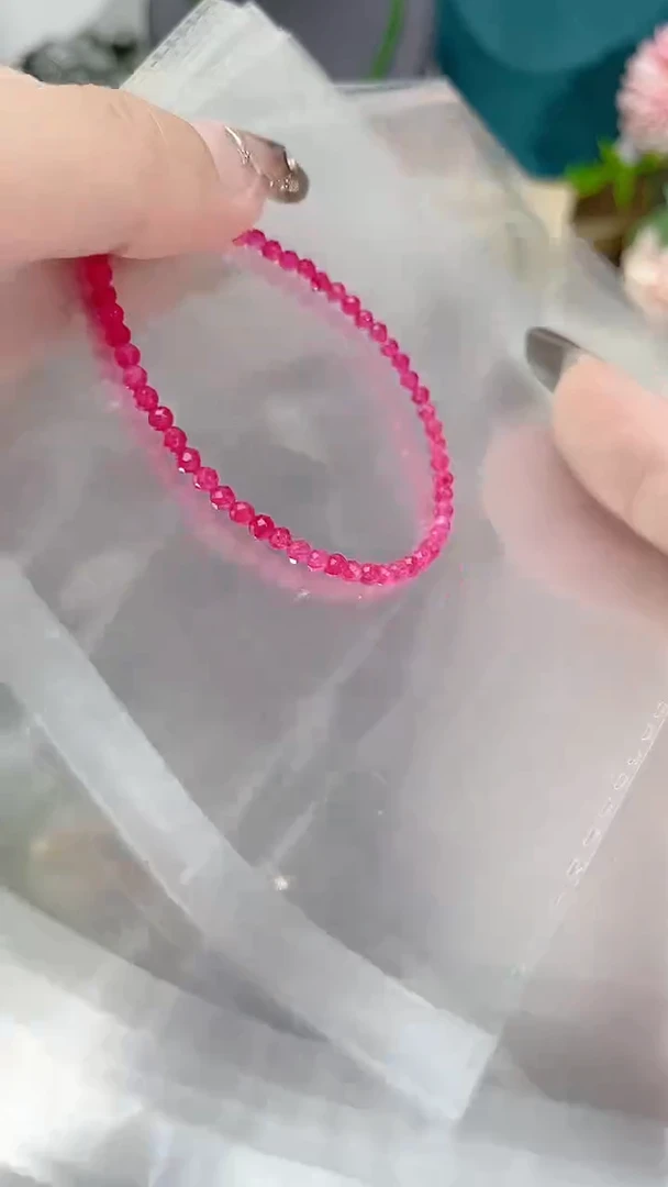 【闪购商品】尖晶石手链银S925镶嵌粉色45