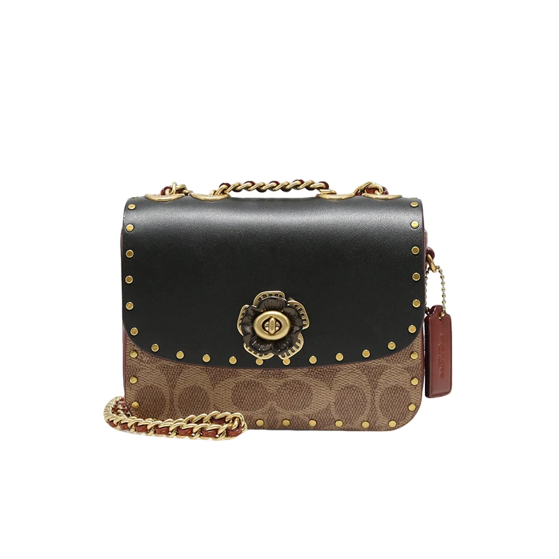 【全套礼盒】COACH/蔻驰Madison 16迷你经典山茶花铆钉撞色斜挎包
