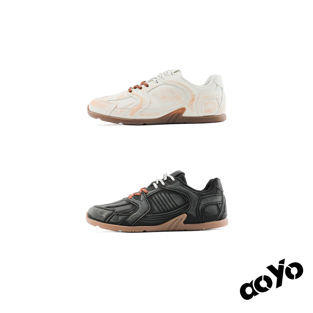 aoyo复古穿搭做旧赛车鞋Cleanfit擦色新款德训鞋休闲潮鞋