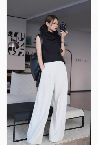 美洋MEIYANG【福袋】竖琴大甩裤 特种防透纱速干百褶阔腿裤 M码