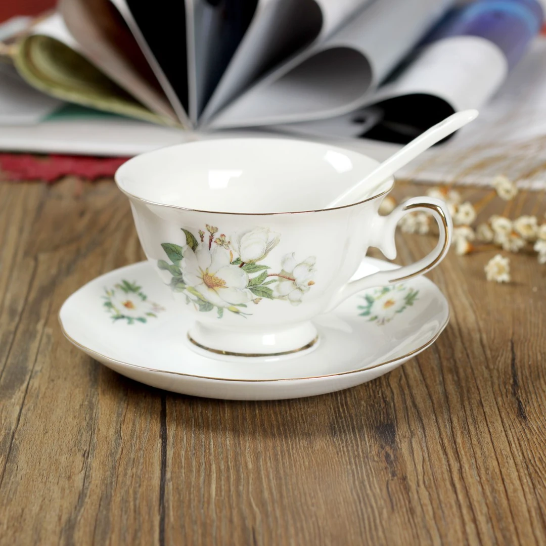 小花纹杯碟陶瓷咖啡杯碟下午茶茶具居家茶杯咖啡杯具