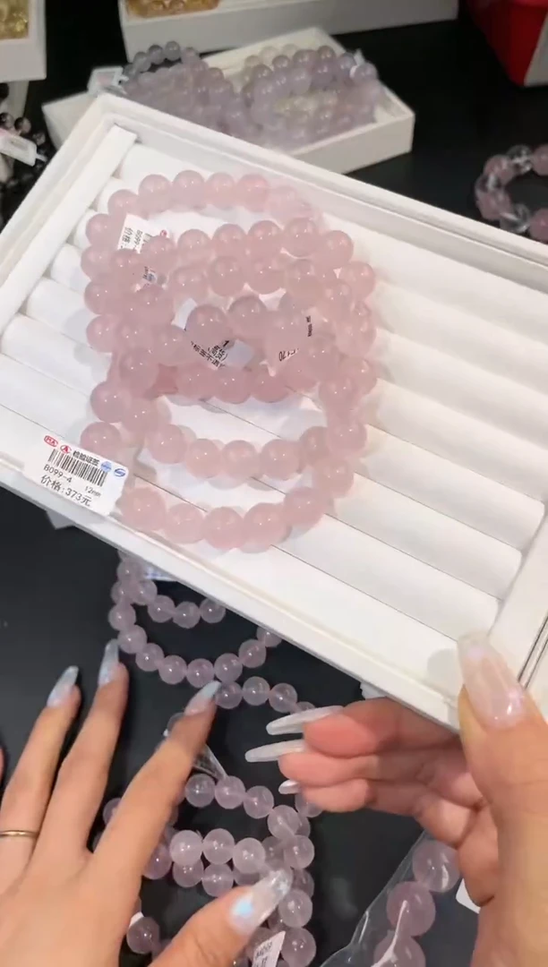 水晶手链未镶嵌多样性发一Q55粉晶12mm