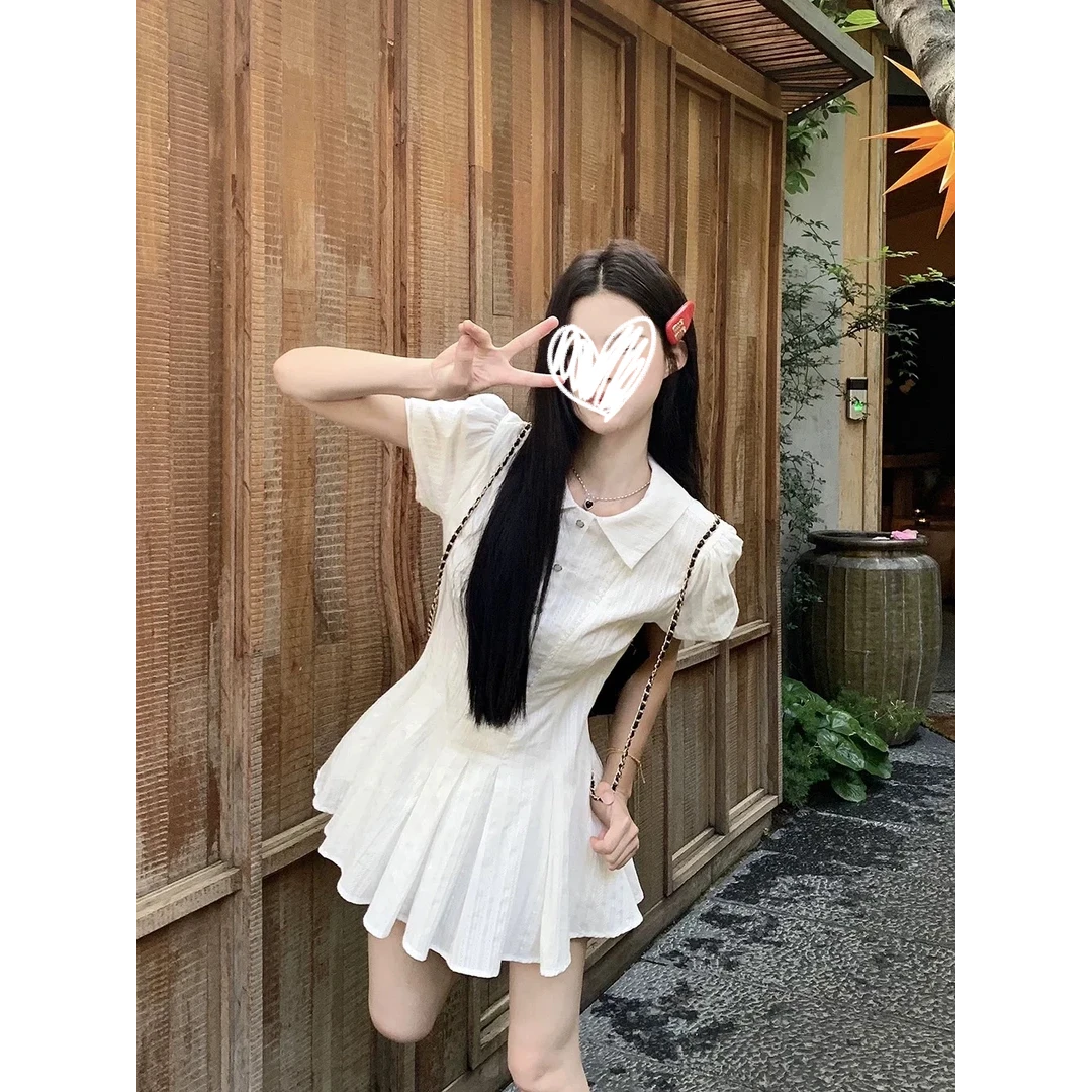 【等你下课】连衣裙a字裙短袖衬衫裙通勤学院风辣妹时尚茶歇裙1311