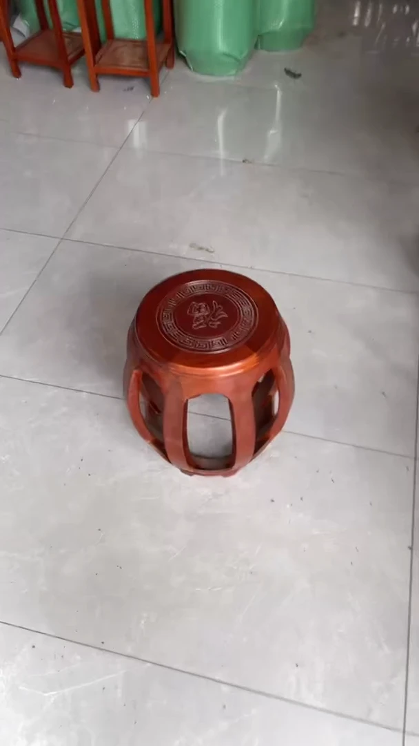 紫檀木类家具大号福字鼓凳