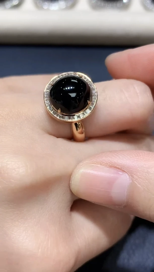 18K金镶嵌戒指翡翠S34 多样性发货一件