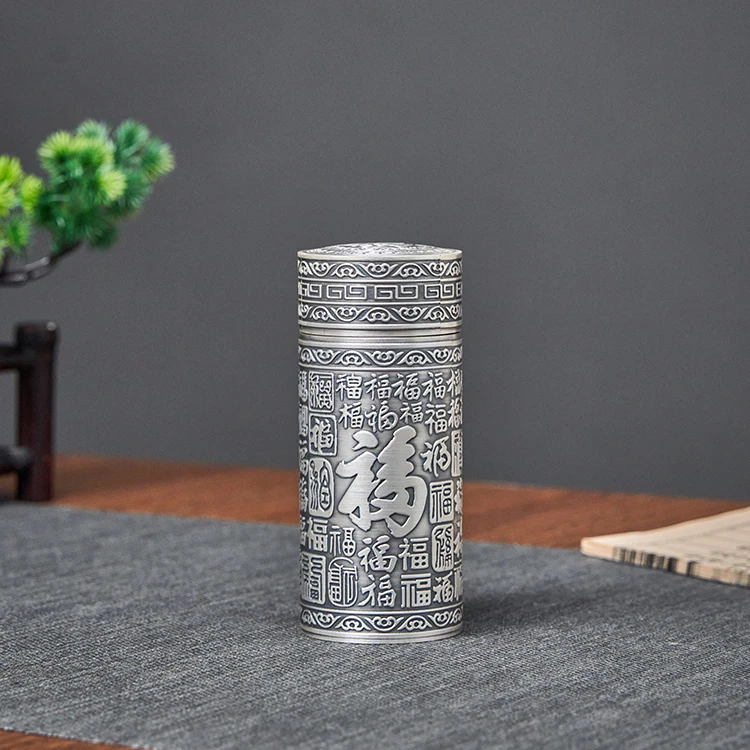 归银堂足银999百福内外银水杯便携车载水杯送礼自用银器茶杯茶具