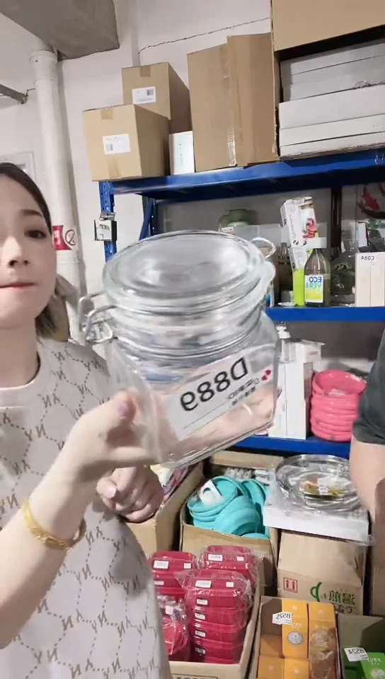 瓷片进口百货D899储物罐带金属扣730ML