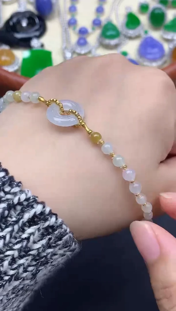 18K金镶嵌手链翡翠84-中国好珍宝