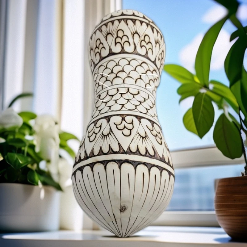 Aksaray工艺品  特色民族风护颈枕手工烫印花纹纯木颈椎枕头圆形