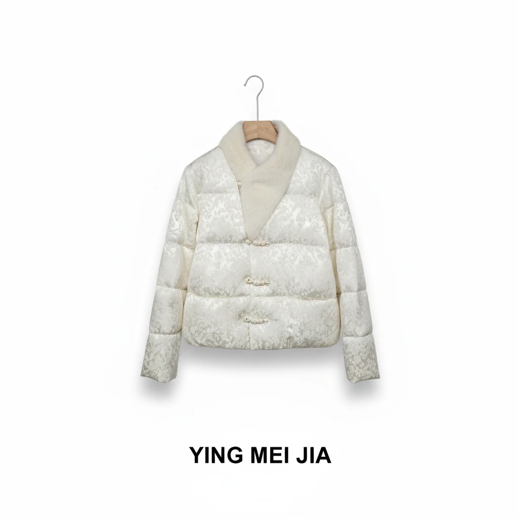 【DY3243】樱美嘉90鹅绒服拼接水貂毛皮草羽绒服冬季新款新中式女