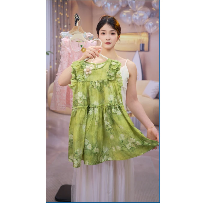 863碎花女宽松连衣裙小飞袖夏季连衣裙女童甜美款