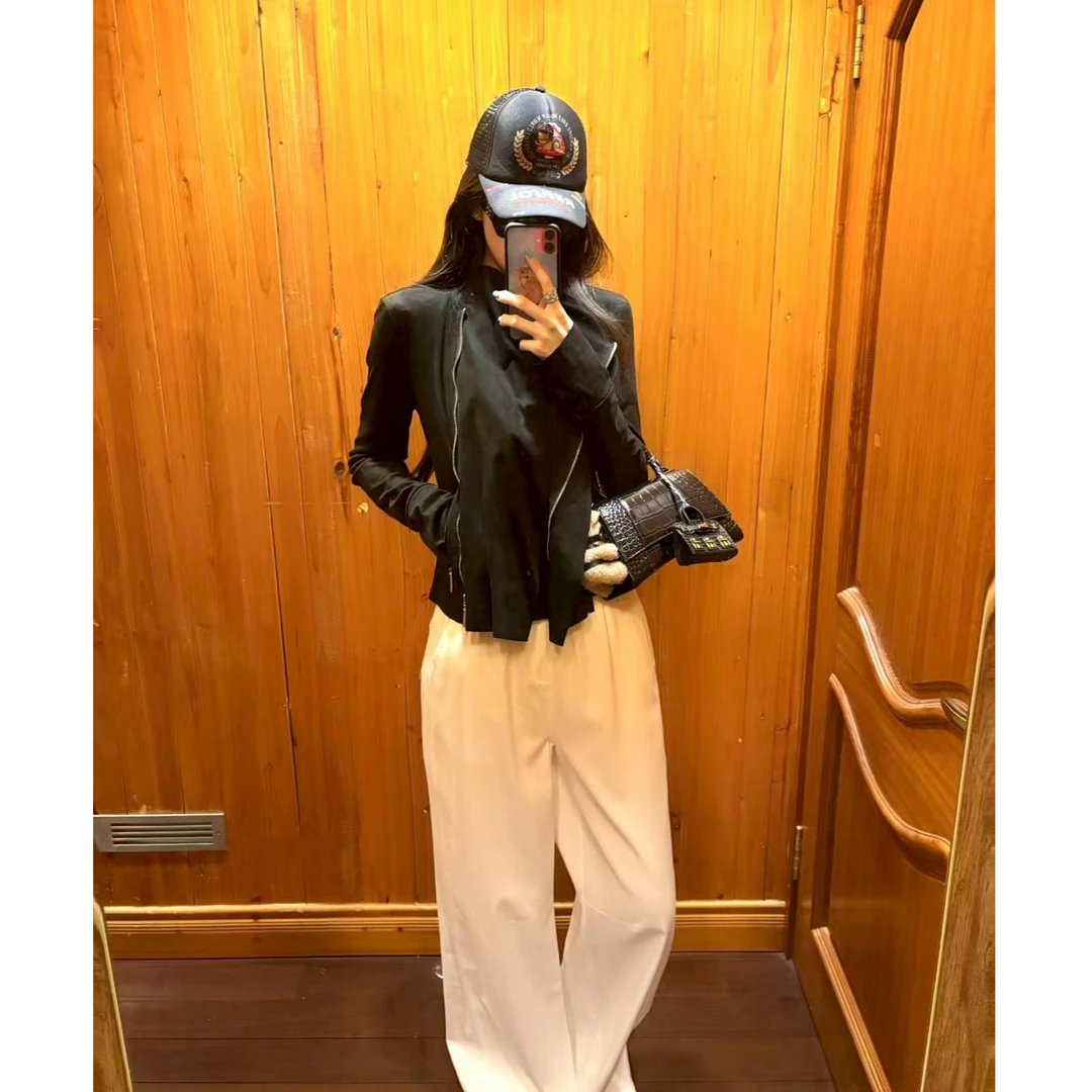 2025早秋新款时尚套装气质显瘦洋气休闲百搭性感辣妹黑色外套长裤