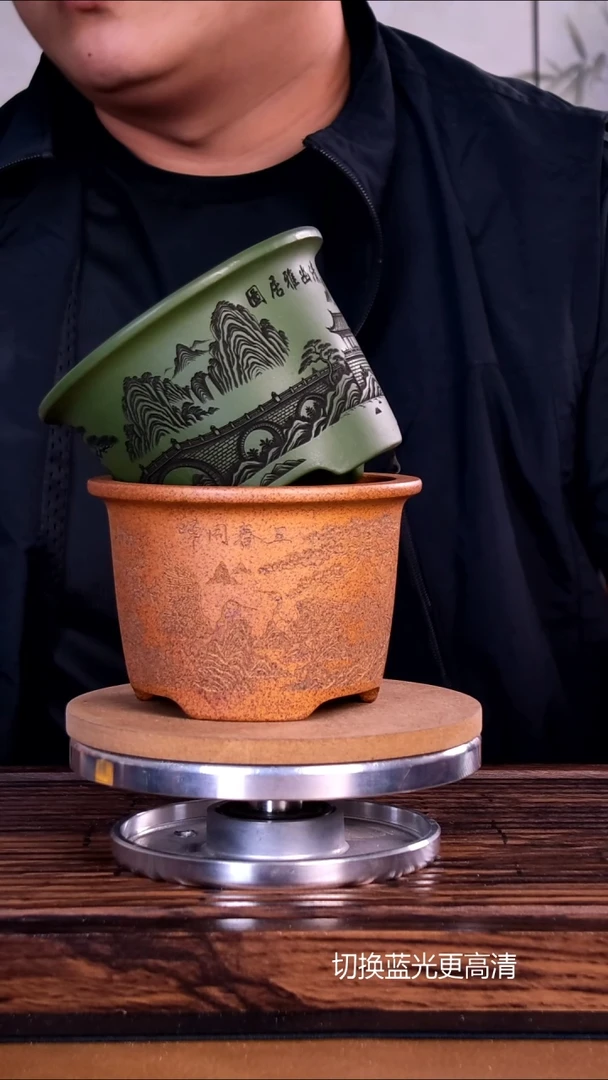 紫砂花盆紫砂花盆内口10-7    2只