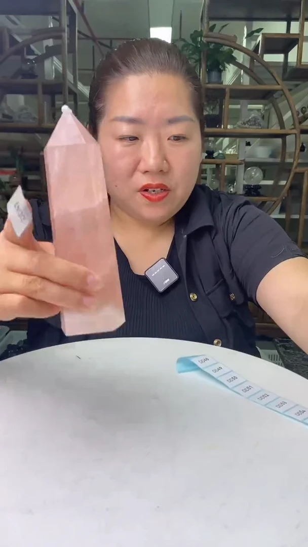 水晶珠宝半成品未镶嵌粉水晶柱子D47