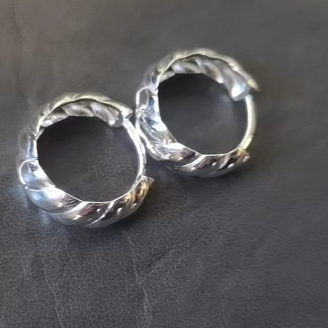 800银耳饰 银针 麻花耳环