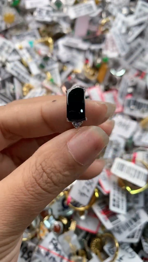 银S925镶嵌戒指翡翠666---5