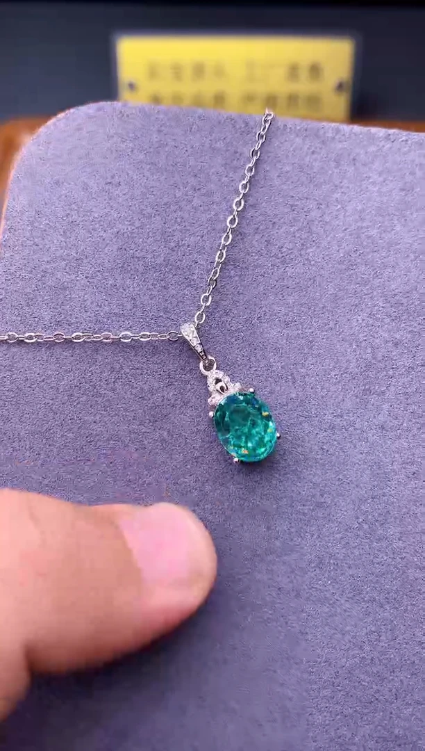 银S925镶嵌颈饰蓝色碧玺77