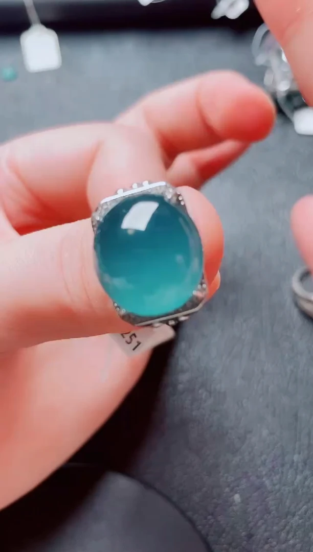 银S925镶嵌戒指翡翠1