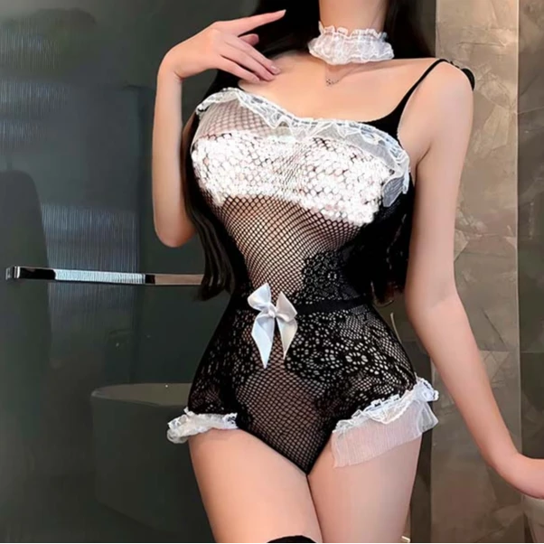 成人夏季家居服套装小胸显大睡衣套装演出服镂空显瘦qq0012