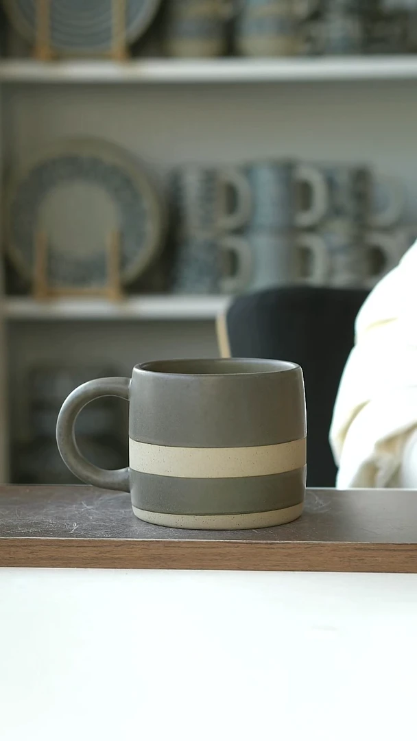 陶出西DD深咖拼色马克杯400ml@4-2@微瑕