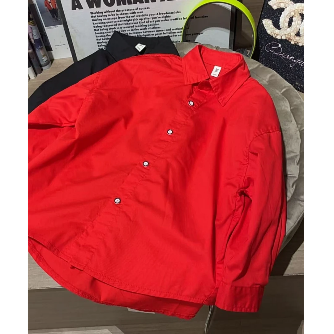 506240 韩版休闲男童女童秋款休闲舒适时尚纯色衬衫