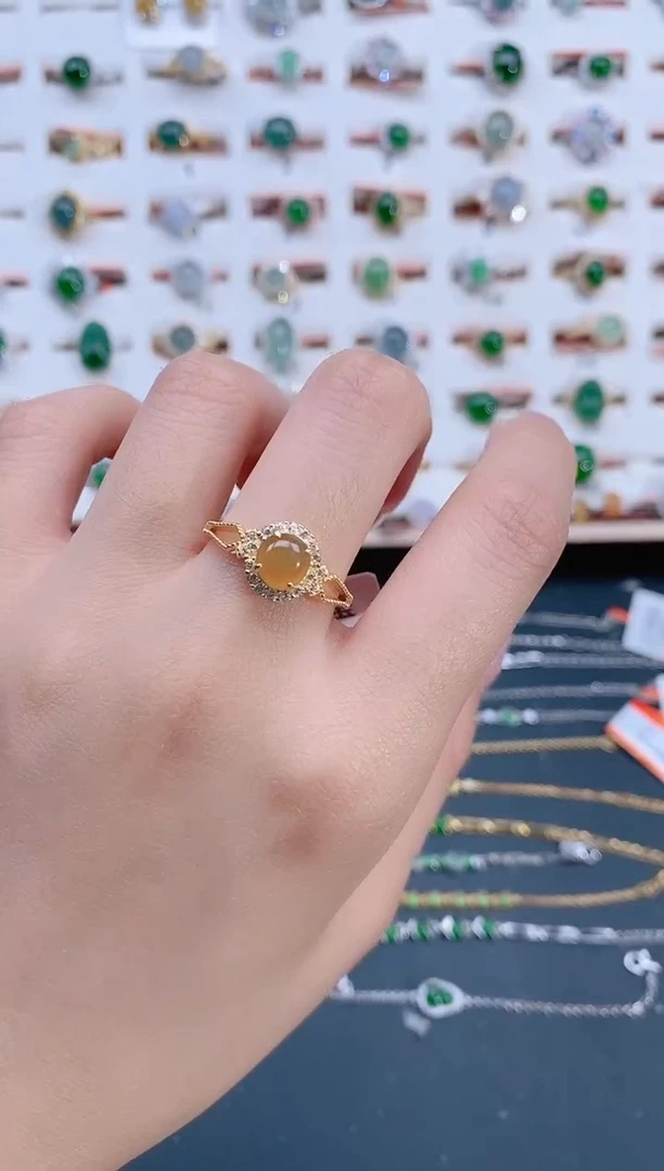 翡翠戒指银S925镶嵌天然翡翠