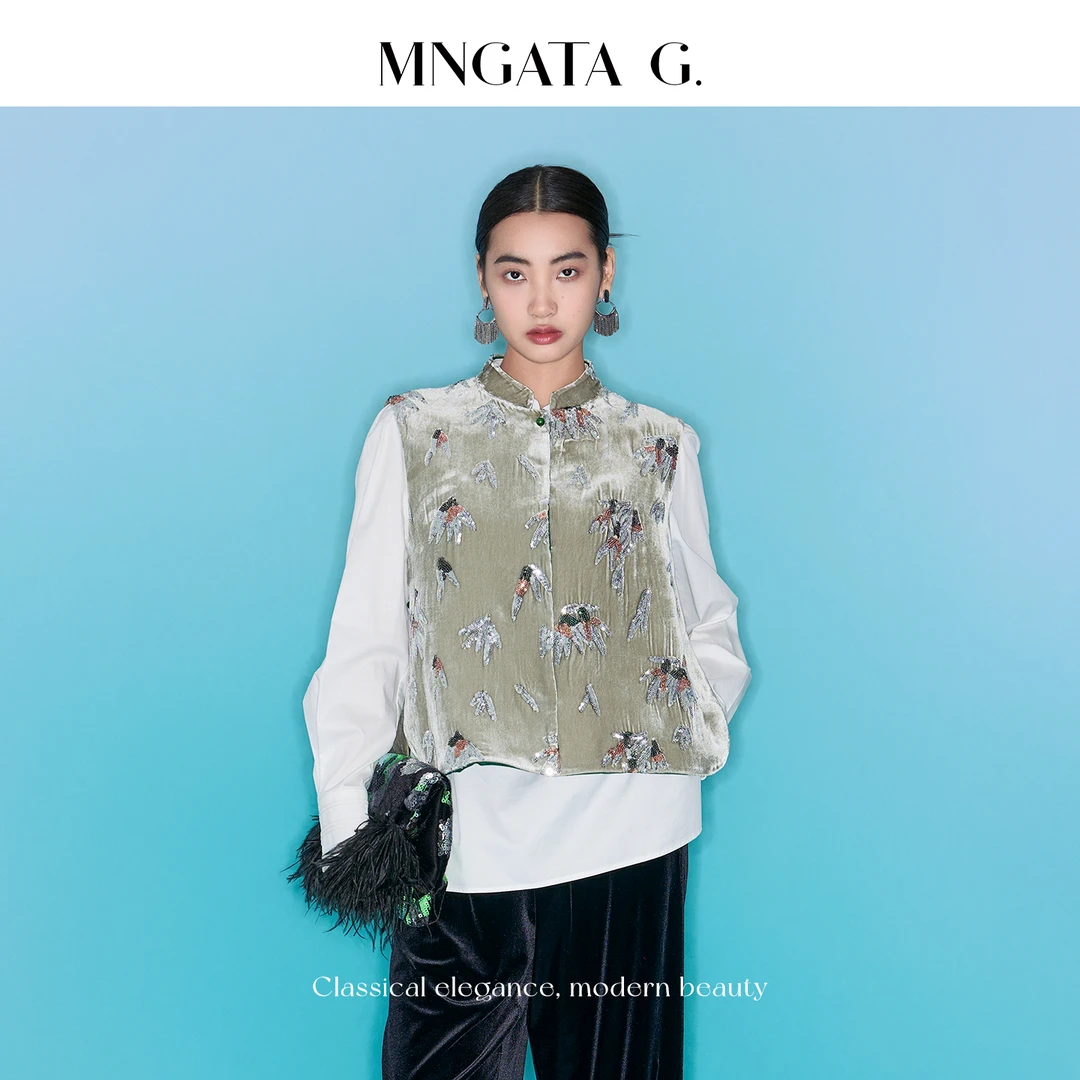 MNGATA G.宫小妍【真丝·云中仙】新中式中国风刺绣亮片马甲5030556