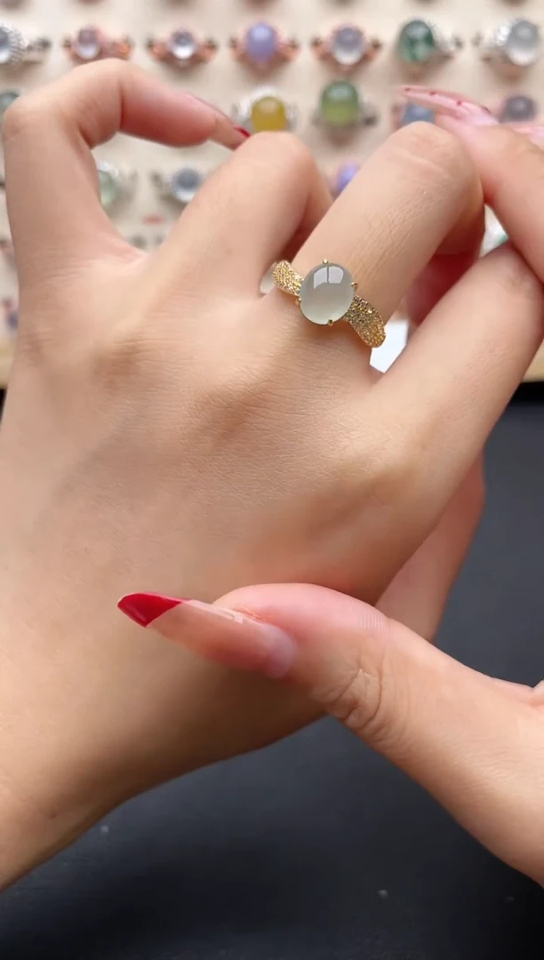 【闪购商品】翡翠戒指银S925镶嵌一物一证一礼盒