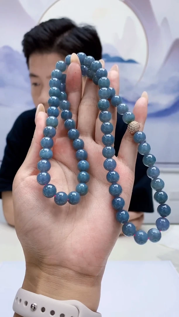 定制翡翠未镶嵌4917MM-毛货珠链56