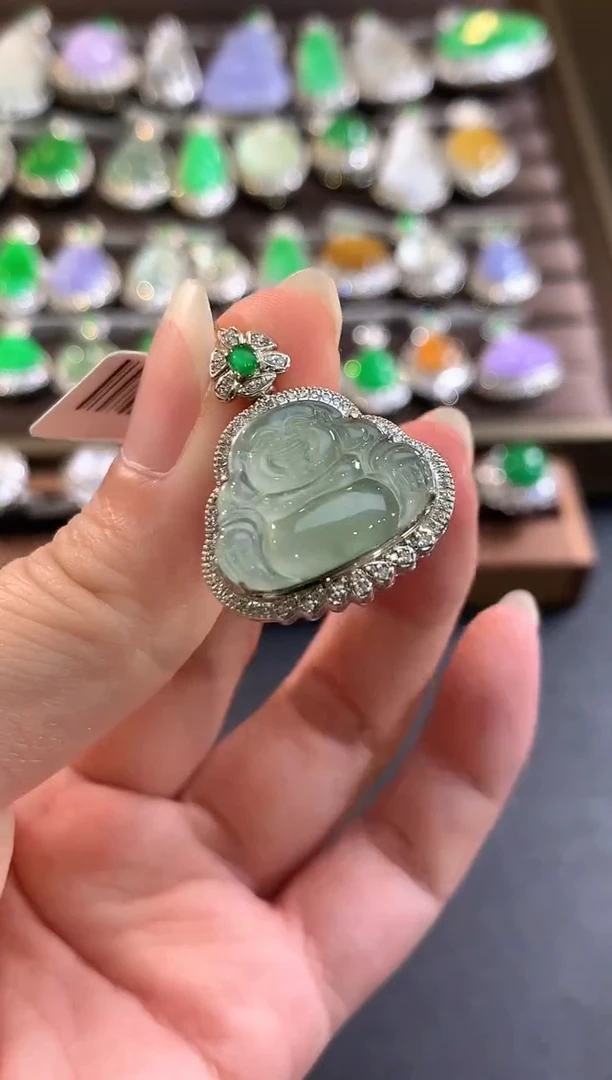 吊坠(不含链)18K金镶嵌翡翠d24