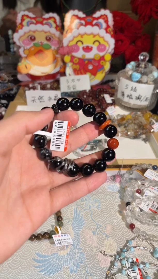 【闪购商品】黑曜岩手链未镶嵌Q834手串