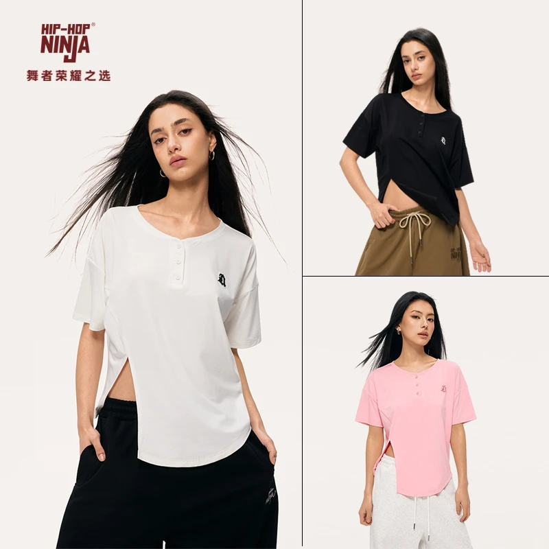 HIPHOP NINJA街舞嘻哈美式宽松短袖T恤上衣女慵懒风跳爵士舞罩衫