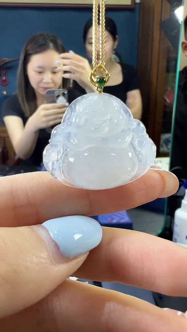 翡翠18K金镶嵌吊坠(不含链)佛公