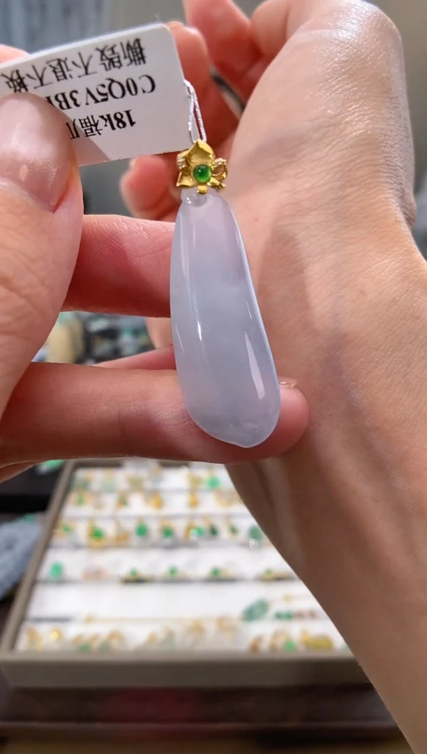 翡翠18K金镶嵌吊坠(不含链)福瓜