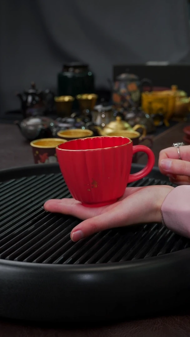 【闪购商品】杯【宜景窑中国红洒金】马克杯