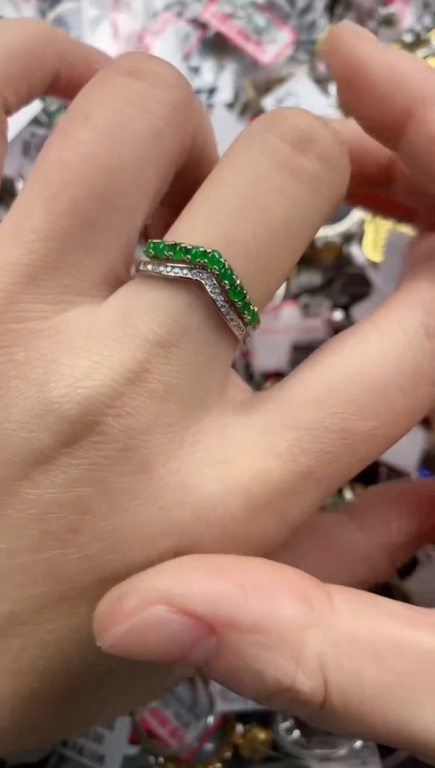 银S925镶嵌戒指翡翠7777----10