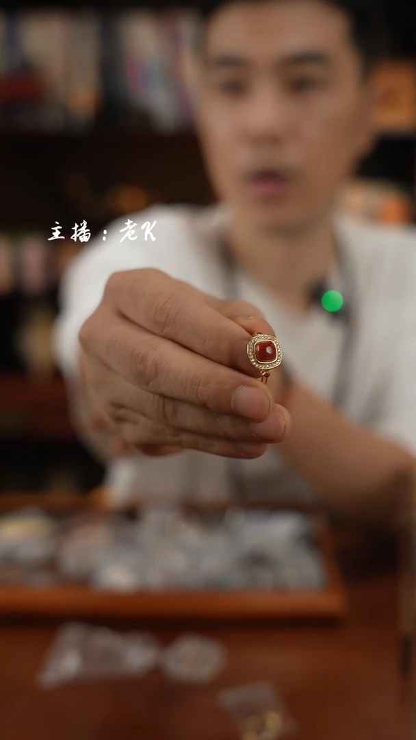 南红玛瑙银S925镶嵌戒指南红戒指-404