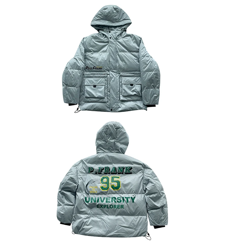 大嘴猴羽羽灰色连帽潮流时尚保暖外套棉