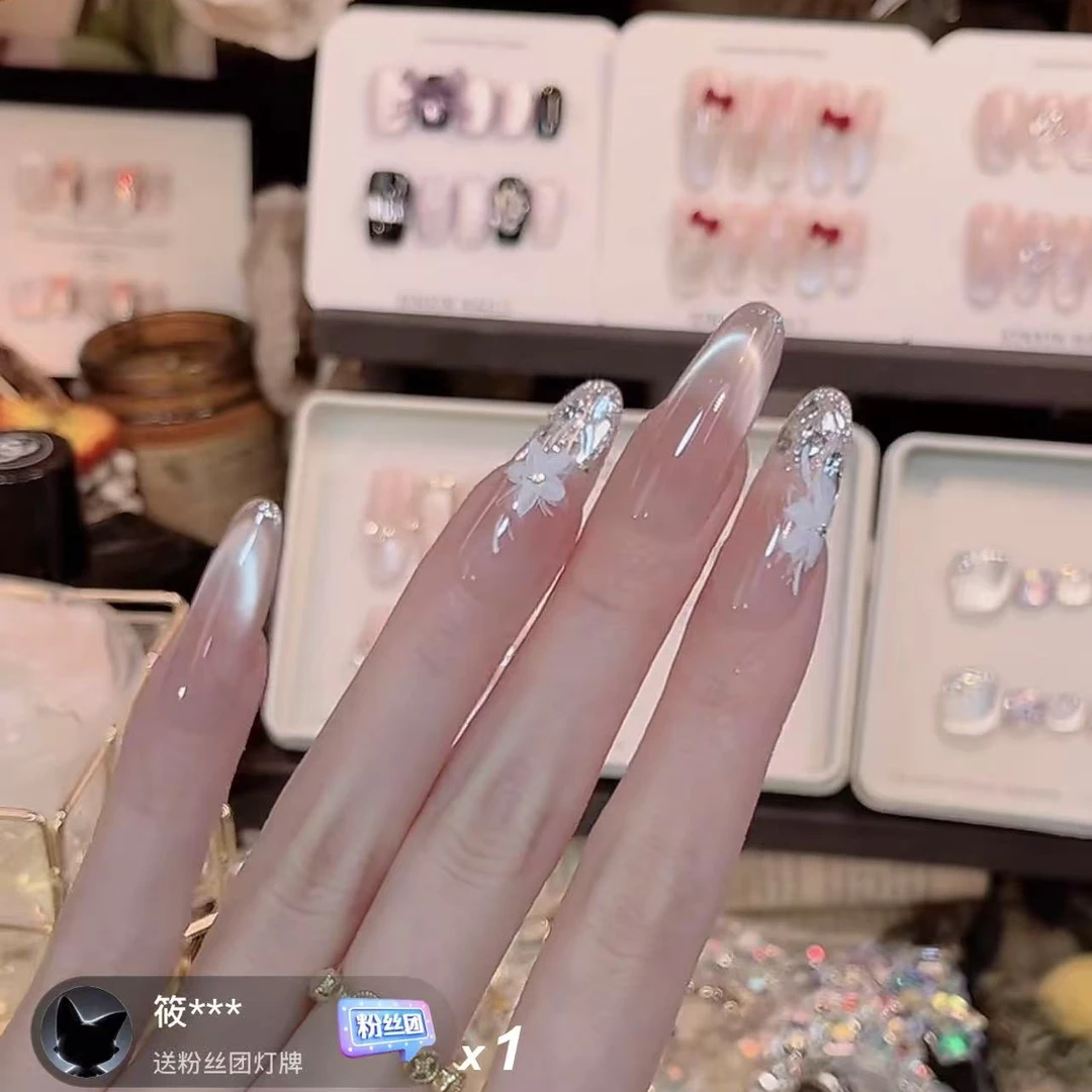 蝶恋花- painted clear bow 纯手工穿戴甲 10片装