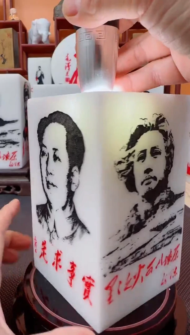 石材9×9×15精品汉白玉摆件带底座