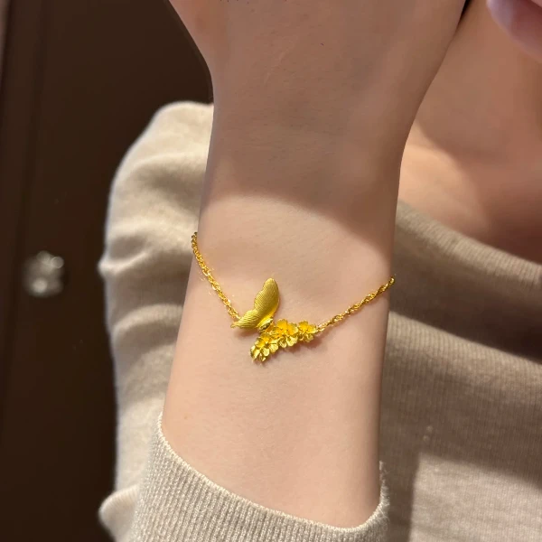 铜合金手链 新中式仙女蝴蝶繁花手链女精美气质不掉色可调节手饰