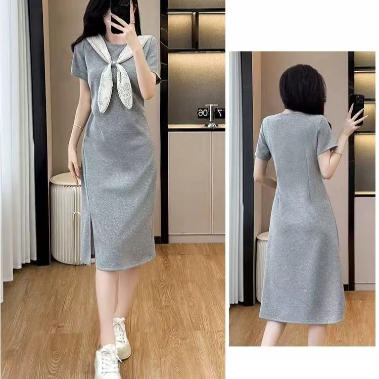 气质减龄~拼接披肩款收腰连衣裙