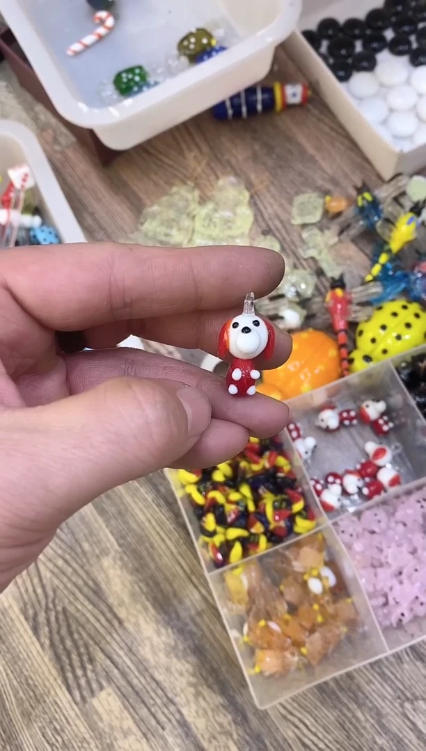 琉璃手工艺品挂钩小狗