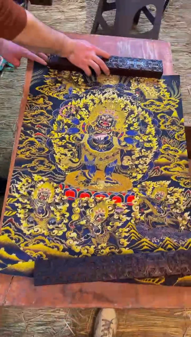 装裱画精品手绘唐卡链接--A002大黑头