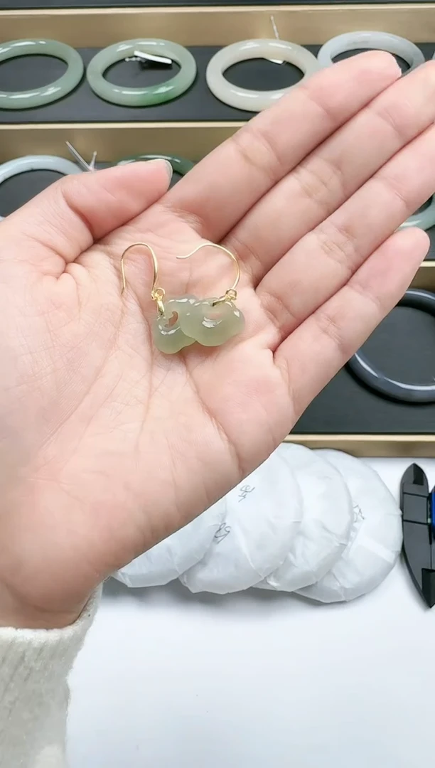 【闪购商品】和田玉耳饰银S925镶嵌如意锁 YY